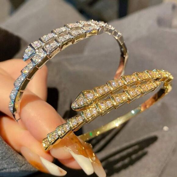 Timeless Silver Plated Serpenti-Inspired Bracelet with Sparkling Details - Picture 3 of 14